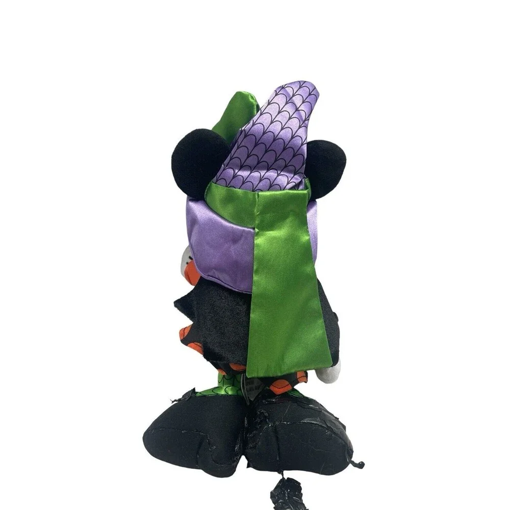 Disney Parks Minnie Mouse Witch Halloween Plush Purple Black Orange Polka Dots